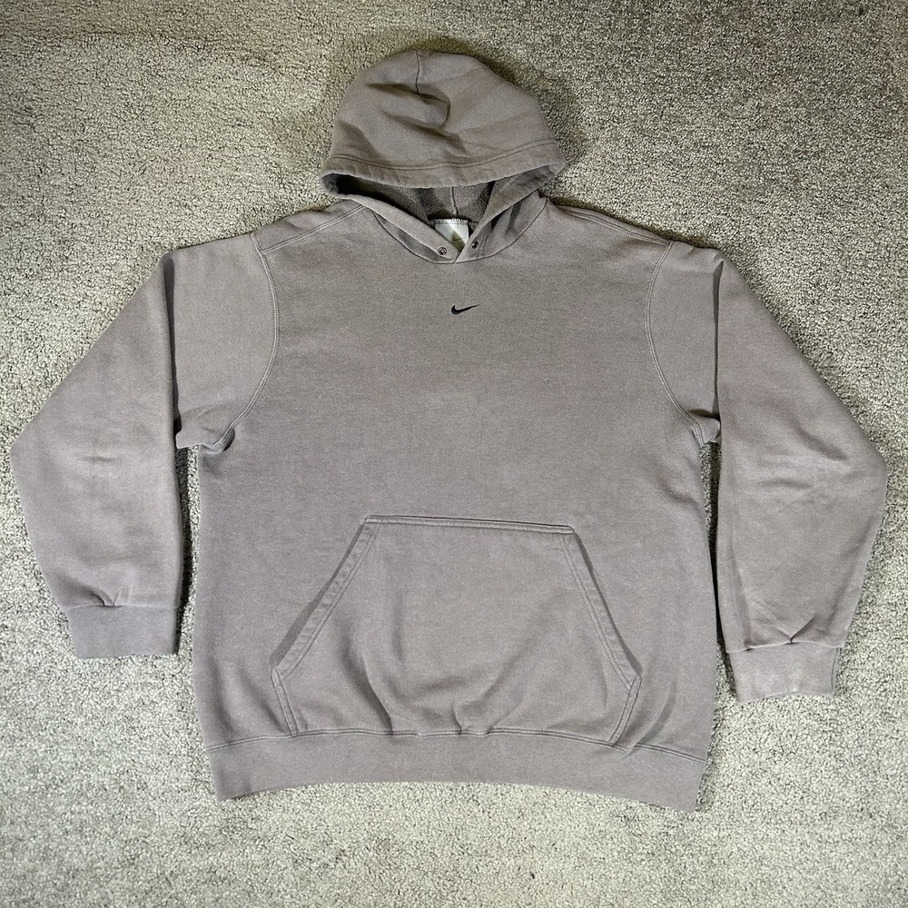 Vintage Nike Center Swoosh Taupe Brown Hoodie White Tag Size L Travis Scott
